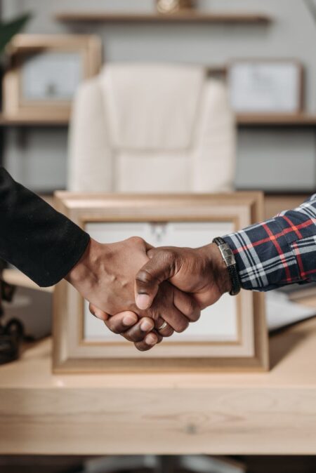 close up shot of a handshake