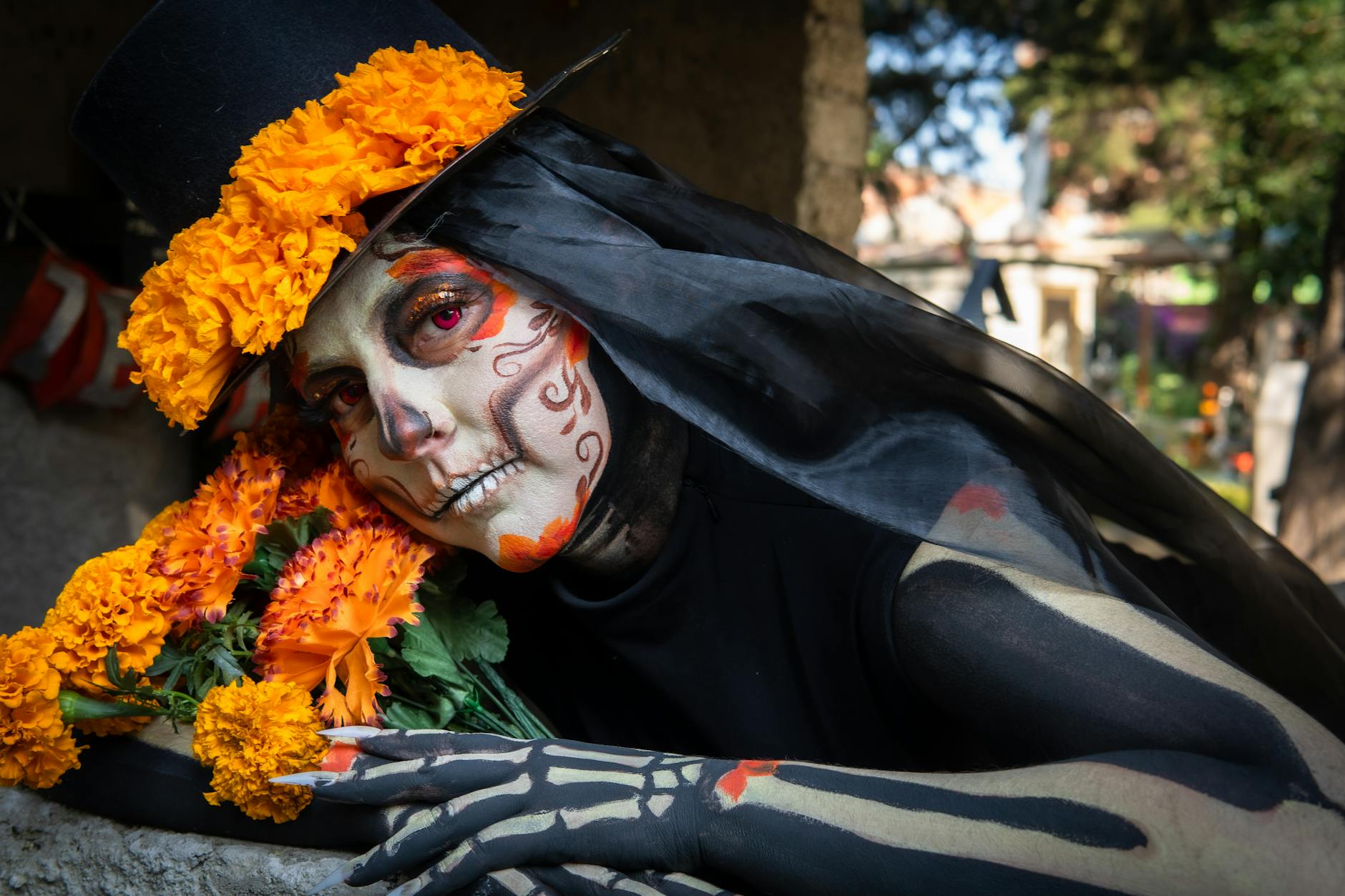 elegant catrina in day of the dead celebration