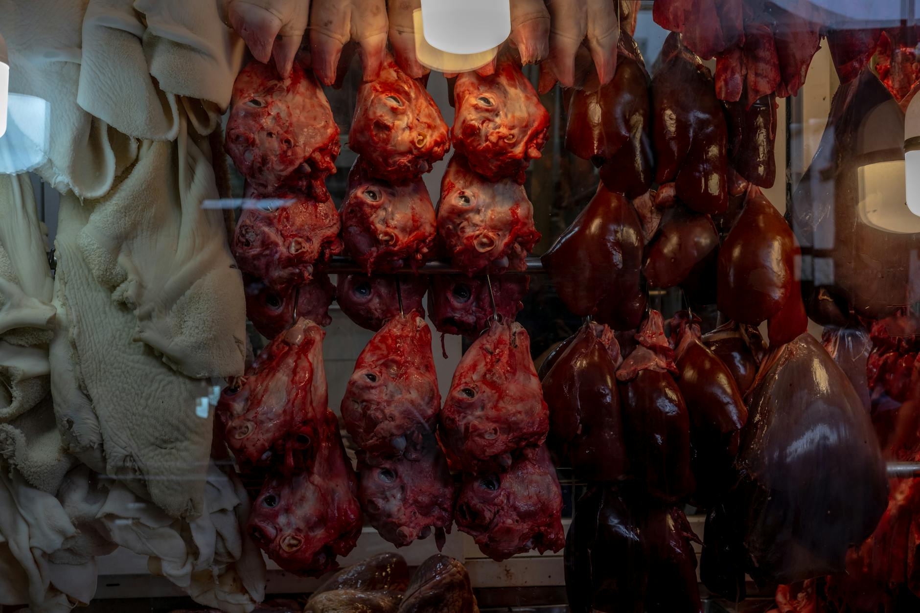 meat and livers at butchery