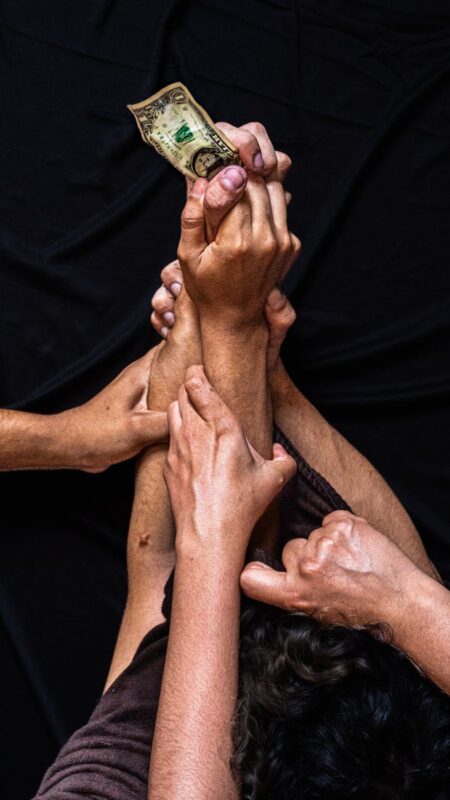 symbolic struggle for money among multiple hands