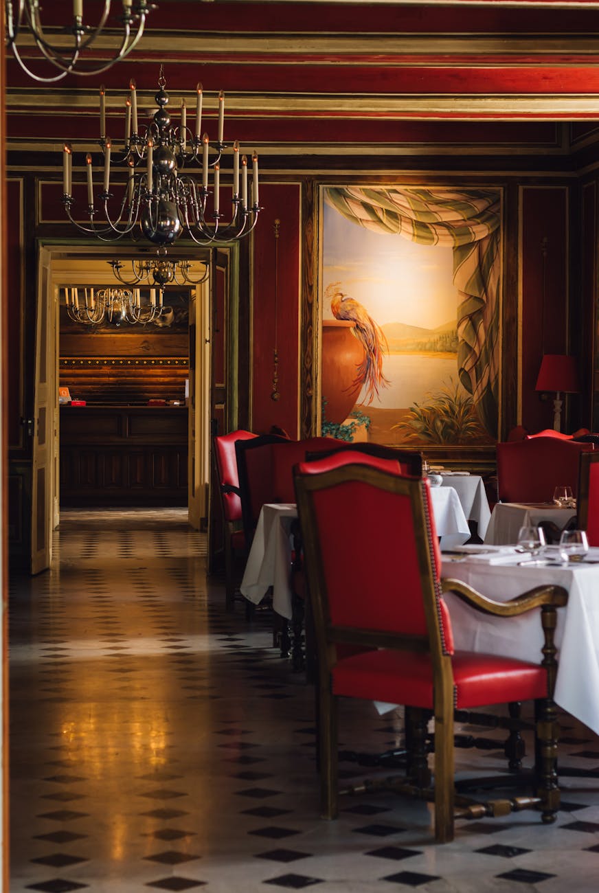 elegant dining room in french restaurant interior