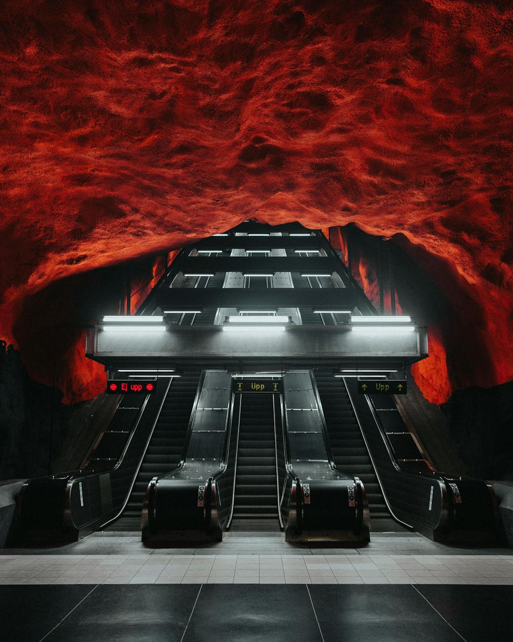 escalators in a cave