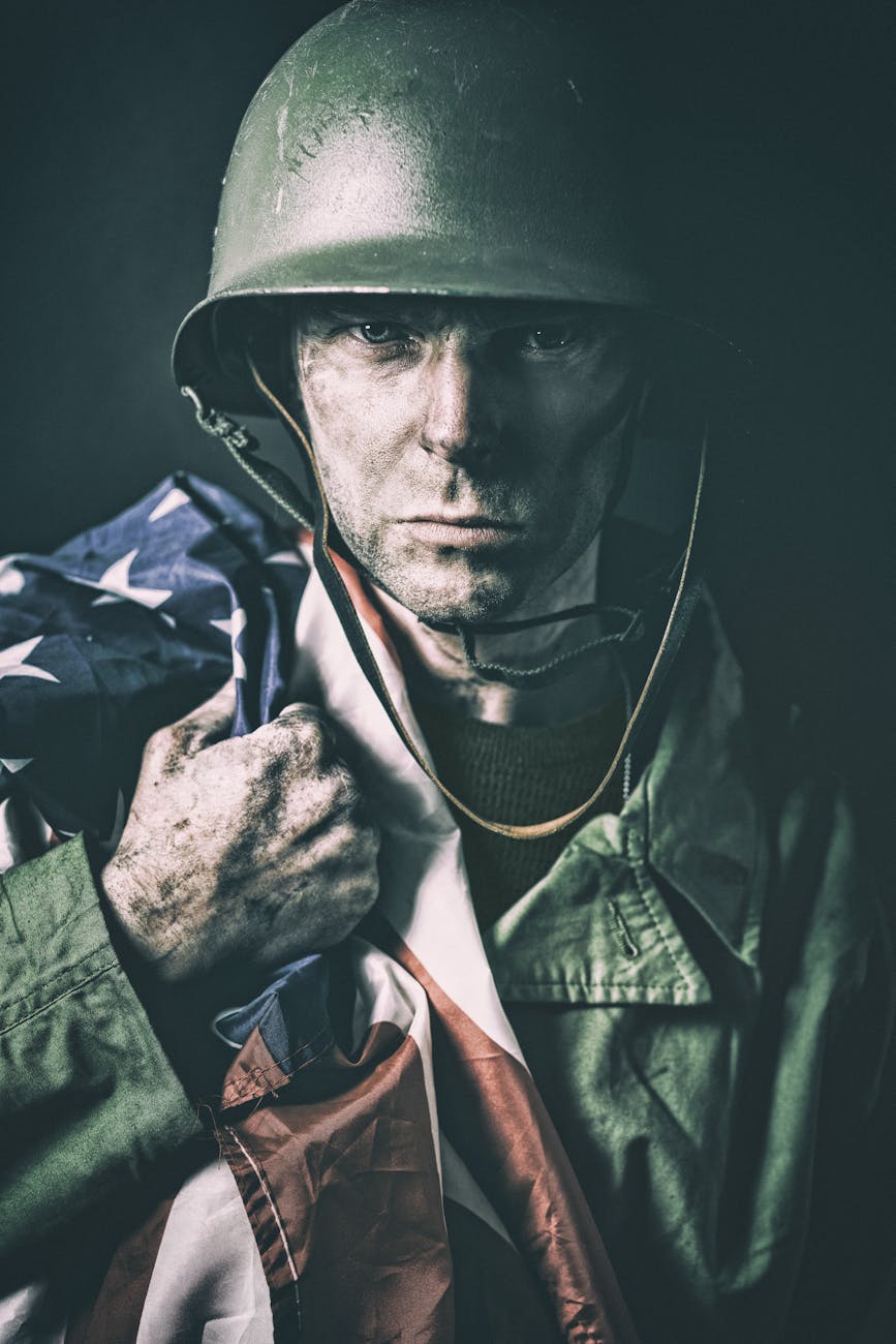 close up shot of a man in military uniform