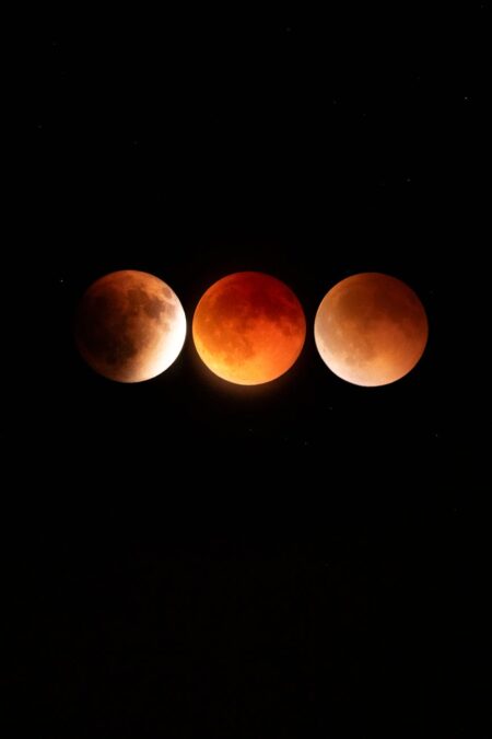 lunar eclipse phases displayed against night sky