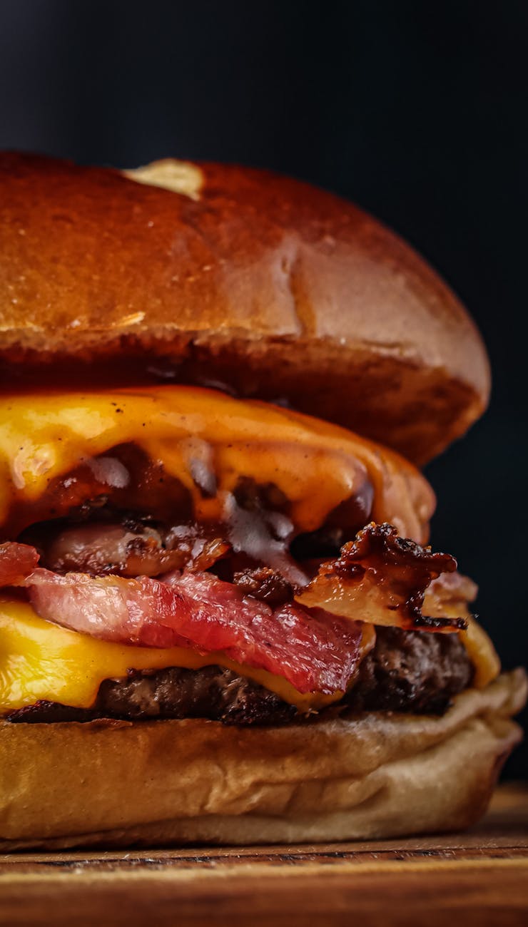 close up shot of cheeseburger