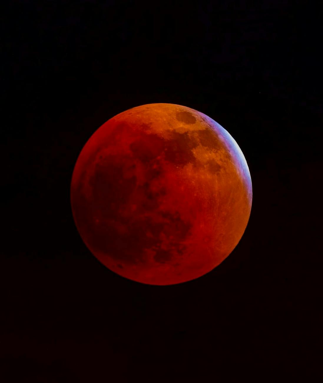 blood moon in the dark night sky